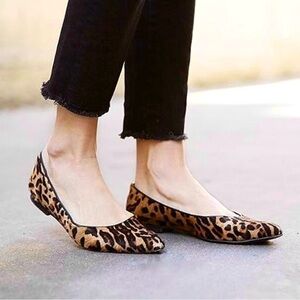 Anine Bing Pony Hair Leopard Print Leather Flats Designer Size EU 37 / US 6-6.5
